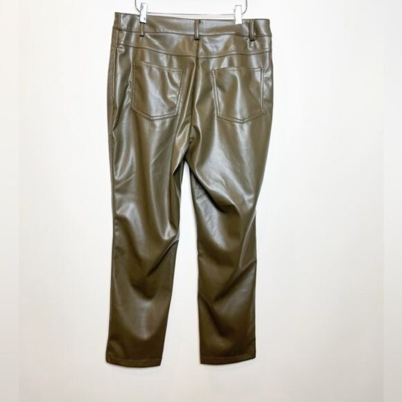 BCBGeneration Womens Straight-Cut Faux-Leather Pants Olive Size M Stylish & Vers - Picture 9 of 13